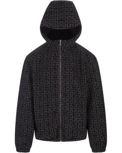 Givenchy Wool Reversible 4G Hooded Jacket - Black