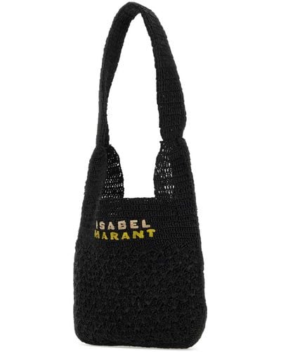 Isabel Marant Raffia Small Praia Shoulder Bag - Black