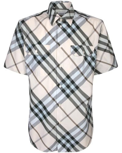 Burberry Camicia Mc Pocket Chk Bia Shirt - Gray