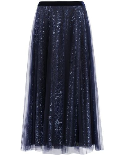 Talbot Runhof Sequined Tulle Skirt - Blue