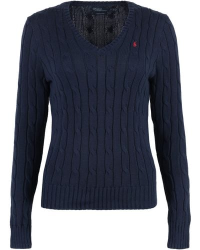 Polo Ralph Lauren Kimberly Cable-knitted V-neck Sweater - Blue
