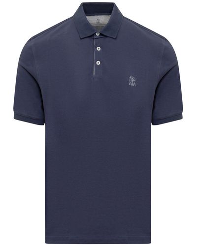 Brunello Cucinelli Polo Shirt With Logo - Blue