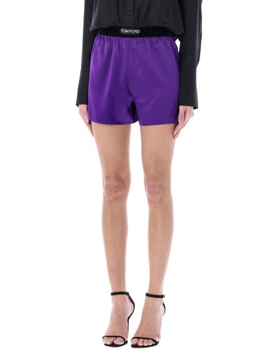 Tom Ford Solid Silk Satin Boxer Shorts - Purple