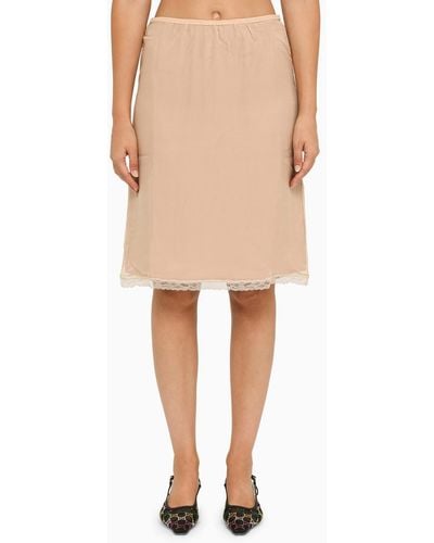 Gucci Nude Acetate Skirt With Lace - Natural