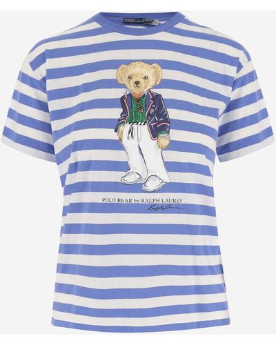 Ralph Lauren Polo Bear Striped Cotton T-Shirt - Blue