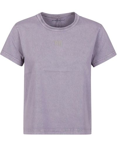 T By Alexander Wang Puff Logo Bound Neck Essential Shrunk T-Shirt - Purple