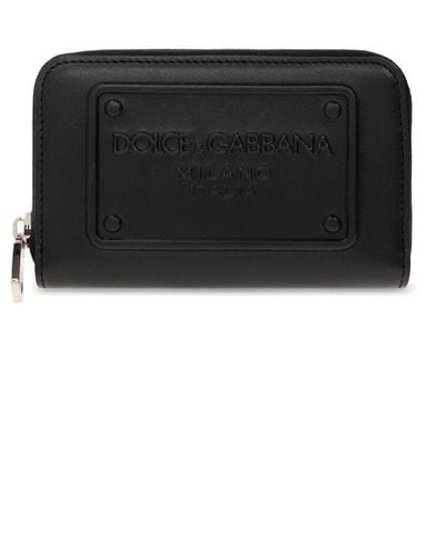 Dolce & Gabbana Leather Card Holder, - Black