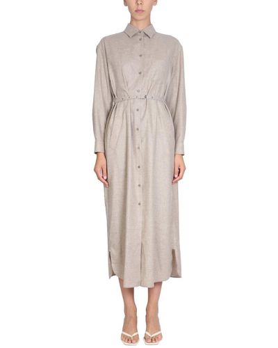 Aspesi Wool Blend Shirt Dress - Natural