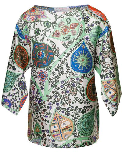 Alberto Biani Cape Top With All-Over Graphic Print - Blue