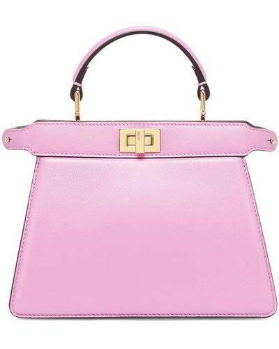 Fendi Logo Detailed Top Handle Bag - Pink
