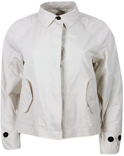 Antonelli Lightweight Windproof Jacket With Shirt Collar, Button Closure And Side Pockets - Gray