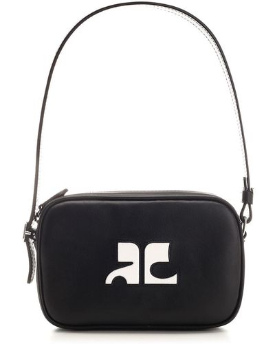 Courreges Slim Leather Camera Bag - Black