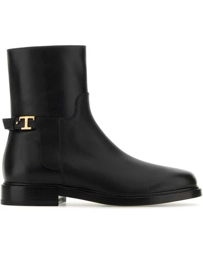 Tod's Leather Ankle Boots - Black