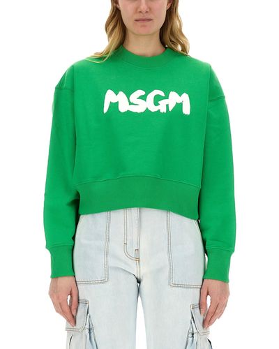 MSGM Sweatshirt With Logo - Green