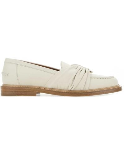 Chloé Ivory Leather Loafers - White
