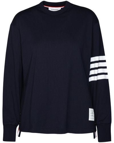 Thom Browne Navy Cotton Sweater - Blue
