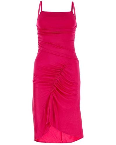 Marine Serre Fuchsia Stretch Jersey Dress - Pink