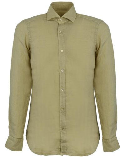Guglielminotti Shirt In Linen With Central Closure With White Buttons - Green