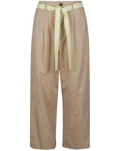 Pinko Belted Wide-Leg Trousers - Natural