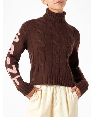 Mc2 Saint Barth Turtleneck Braided Sweater - Brown