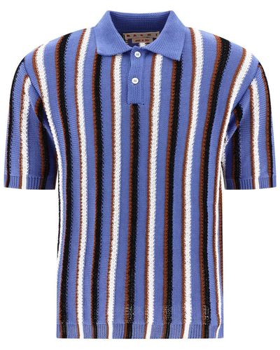 Marni Light Multicolor Cotton Polo Shirt - Blue