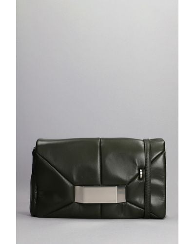 Rick Owens Clutch In Green Leather - Gray