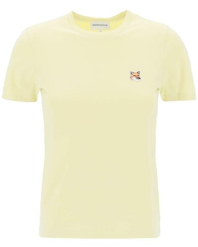 Maison Kitsuné Fox Head Crew Neck T Shirt - Yellow