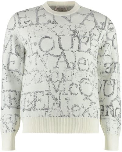 Alexander McQueen Jacquard Wool Sweater - White