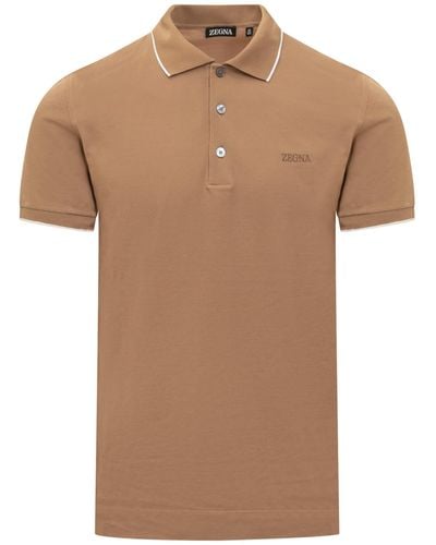 ZEGNA Polo Shirt With Logo - Brown