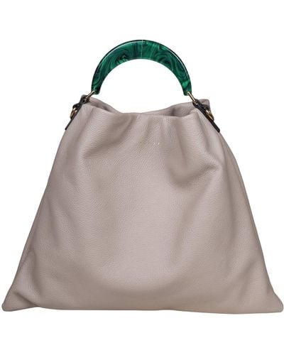 Marni Hobo Bag In Calfskin With Resin Handle - Pink