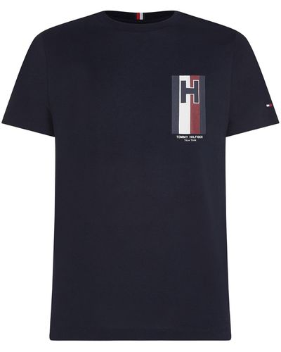 Tommy Hilfiger Slim-Fit Jersey T-Shirt With Logo - Blue