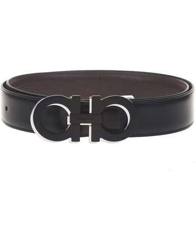 Ferragamo Salvatore Gancini Reversible And Adjustable Belt - Black