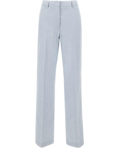 Iceberg Linen And Cotton Trousers - Blue