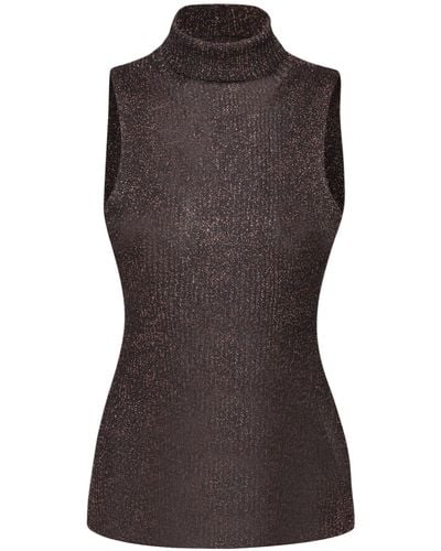 Ganni Roll-Neck Knitted Top - Brown