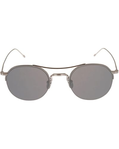 Thom Browne Round Frame W/ Top Bar Sunglasses - Gray