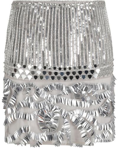 Alberta Ferretti Sequin-embellished High Waist Mini Skirt - Gray