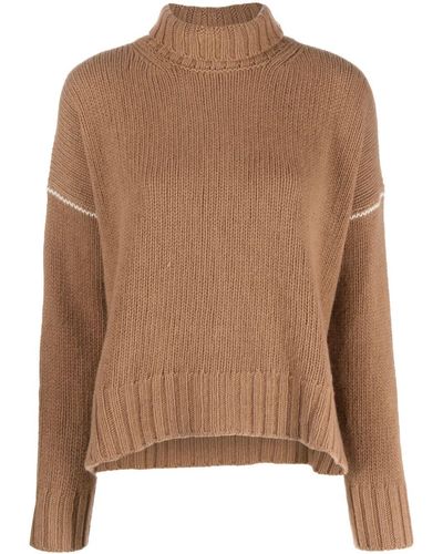 Woolrich Contrasting-stitch Knitted Sweater - Brown