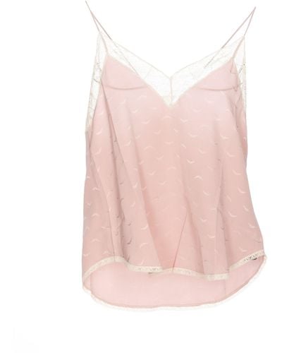 Zadig & Voltaire Christy Lace-trim Silk Camisole Top - Pink