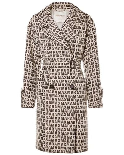 Max Mara The Cube All-Over Patterned Belted Coat - White