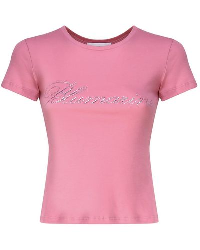 Blumarine T-Shirt With Studs And Rhinestone Embroidery - Pink
