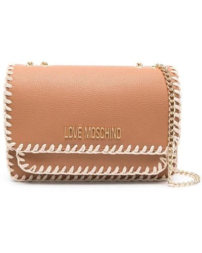 Love Moschino Logo-lettering Grained Shoulder Bag - Natural