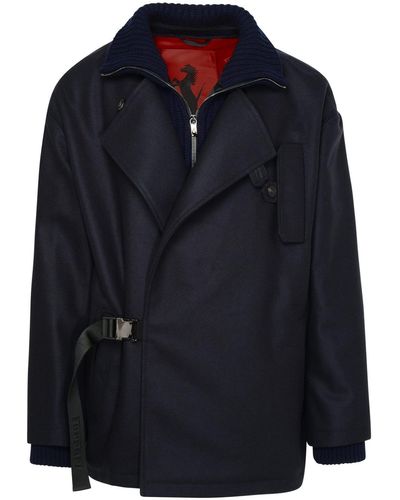 Ferrari Wool Cropped Coat - Blue