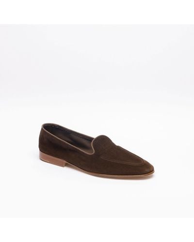 Edward Green Pepper Baby Calf Suede Loafer - Brown