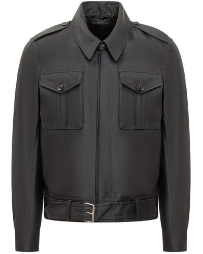 Tom Ford Wool And Silk Jacket - Black