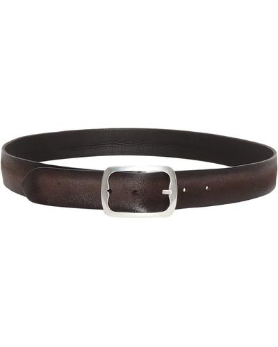 Orciani Reversible Hunting Double Belt In Dark Brown Suede - Multicolor