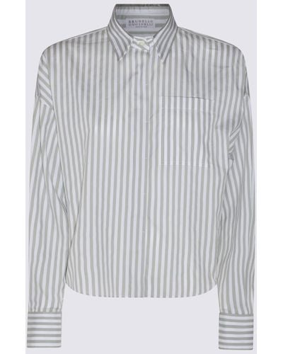 Brunello Cucinelli And Cotton Shirt - Grey