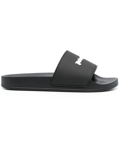 Palm Angels Slippers With Logo - Black