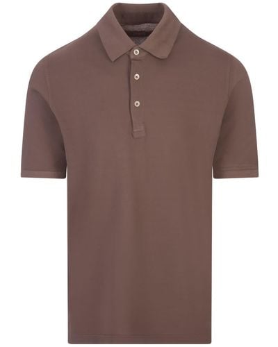Fedeli Light Cotton Piquet Polo Shirt - Brown