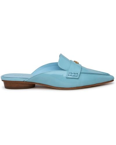 Tory Burch Shiny Leather Pointed Sabots - Blue