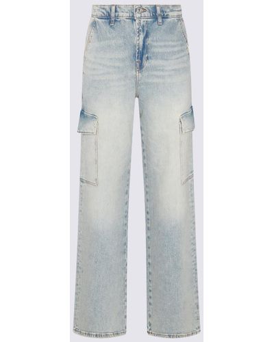 7 For All Mankind Light Blue Cotton Blend Cargo Jeans